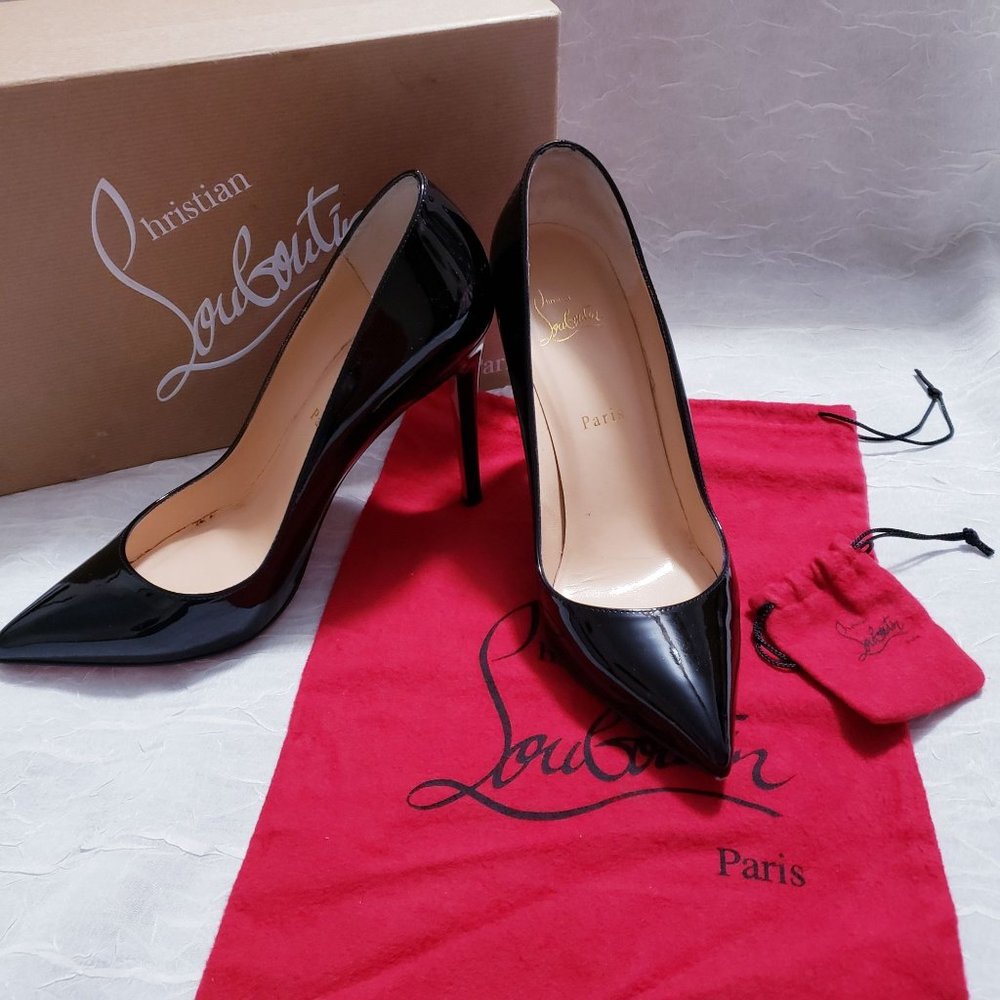 Christian Louboutin Black Pointed Toe Slip On Stiletto Pump Heels